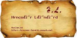 Hrncsár Lénárd névjegykártya